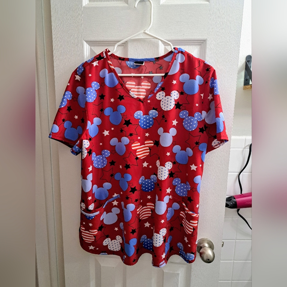 Disney Red and Blue Star Pattern Top